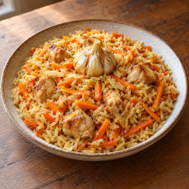 Плов с курицей в кастрюле или казане