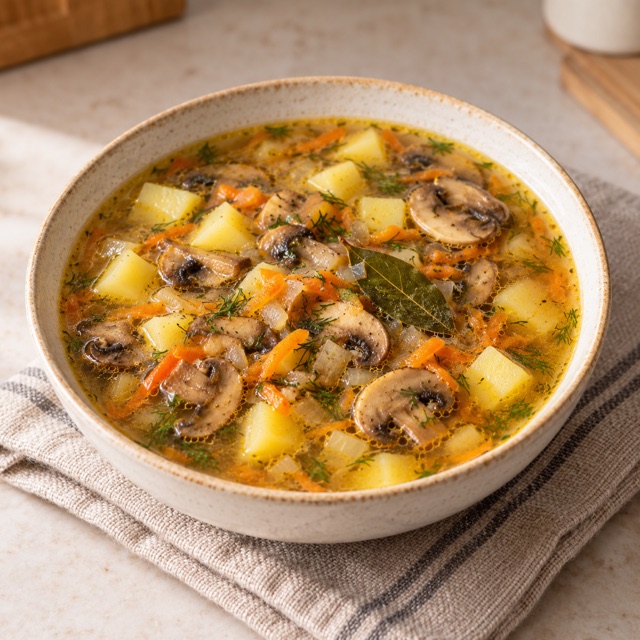 Грибной суп с шампиньонами и картофелем